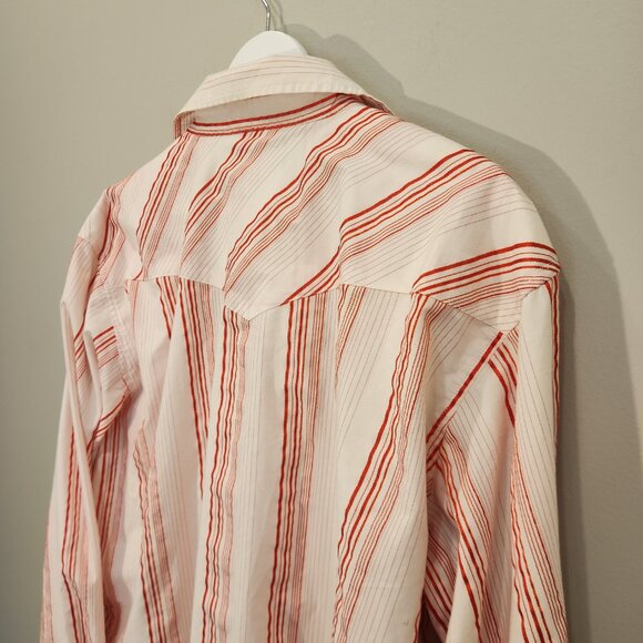 G. Lutchini Shirt Western Wear Vintage Red Stripe Candy Cane Snaps - Size XL - Picture 4 of 8